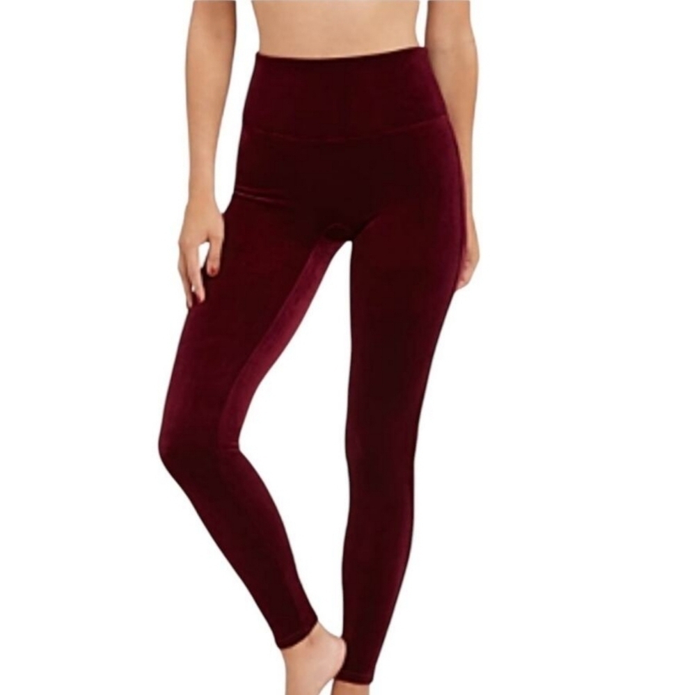 NWT Spanx Rich Burgundy Velvet Leggings size M and XS